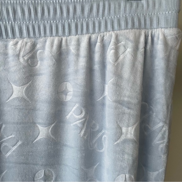 Paris Hilton Velvet Velour Track Lounge Pants Embellished Rhinestones Baby Blue - Picture 7 of 9